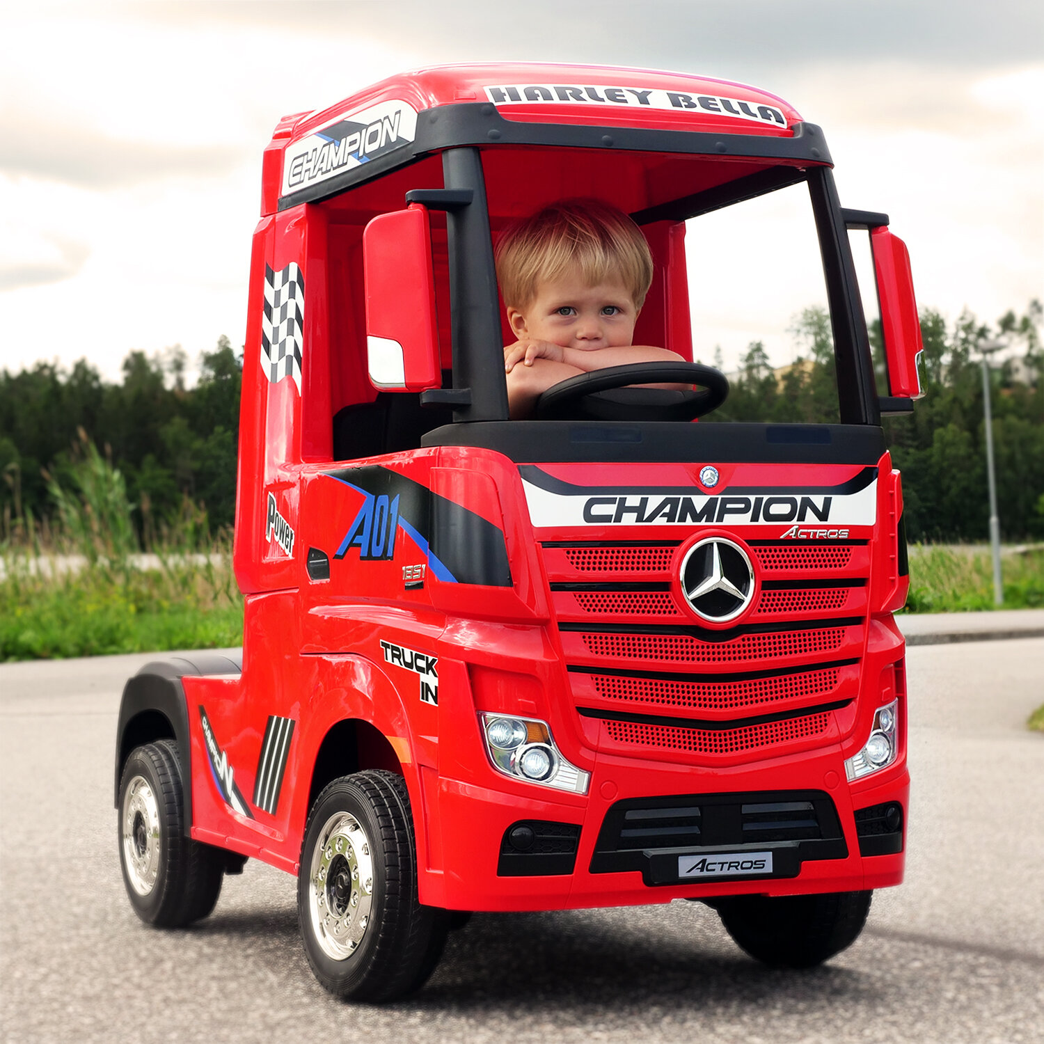 Elbil Lastbil Mercedes Actros 4WD - Rød